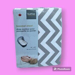 Kushies Grey White Chevron Baby Bassinet Sheet